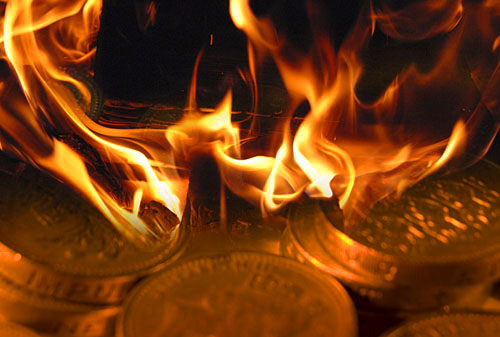 Money burning log burner